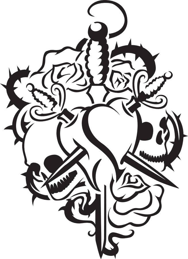 KNIFE HEART CREST Svg